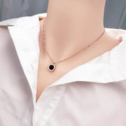ROSE GOLD PENDAL  ROMAN NUMERALS DUAL SIDE CIRCULAR PENDAL