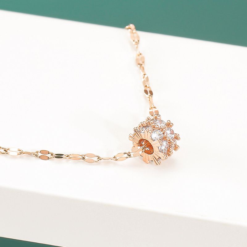 ELEGANT ZIRCON CHOKER FASHION ROMAN ROSEGOLD COLOR PENDAL  NECKLACES FOR WOMEN