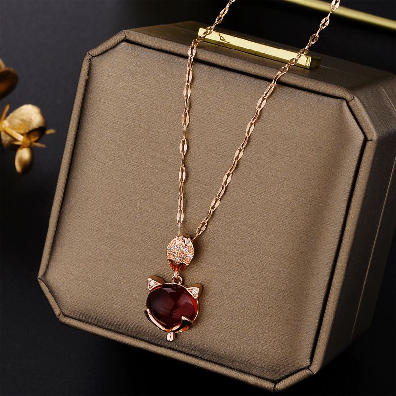 RED DIAMOND STAINLESS STEEL CHAIN NECKLESS