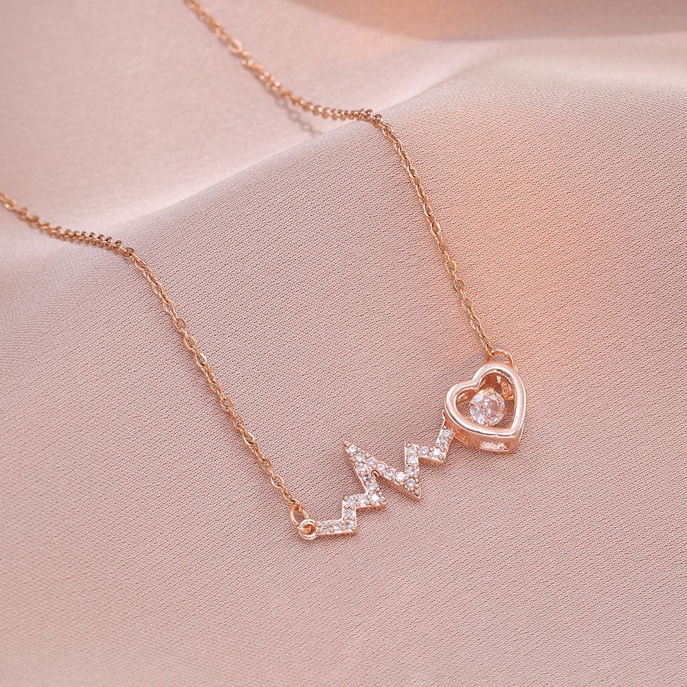 FASHION HEARTBEAT WITH HEART ROSE GOLD PENDAL