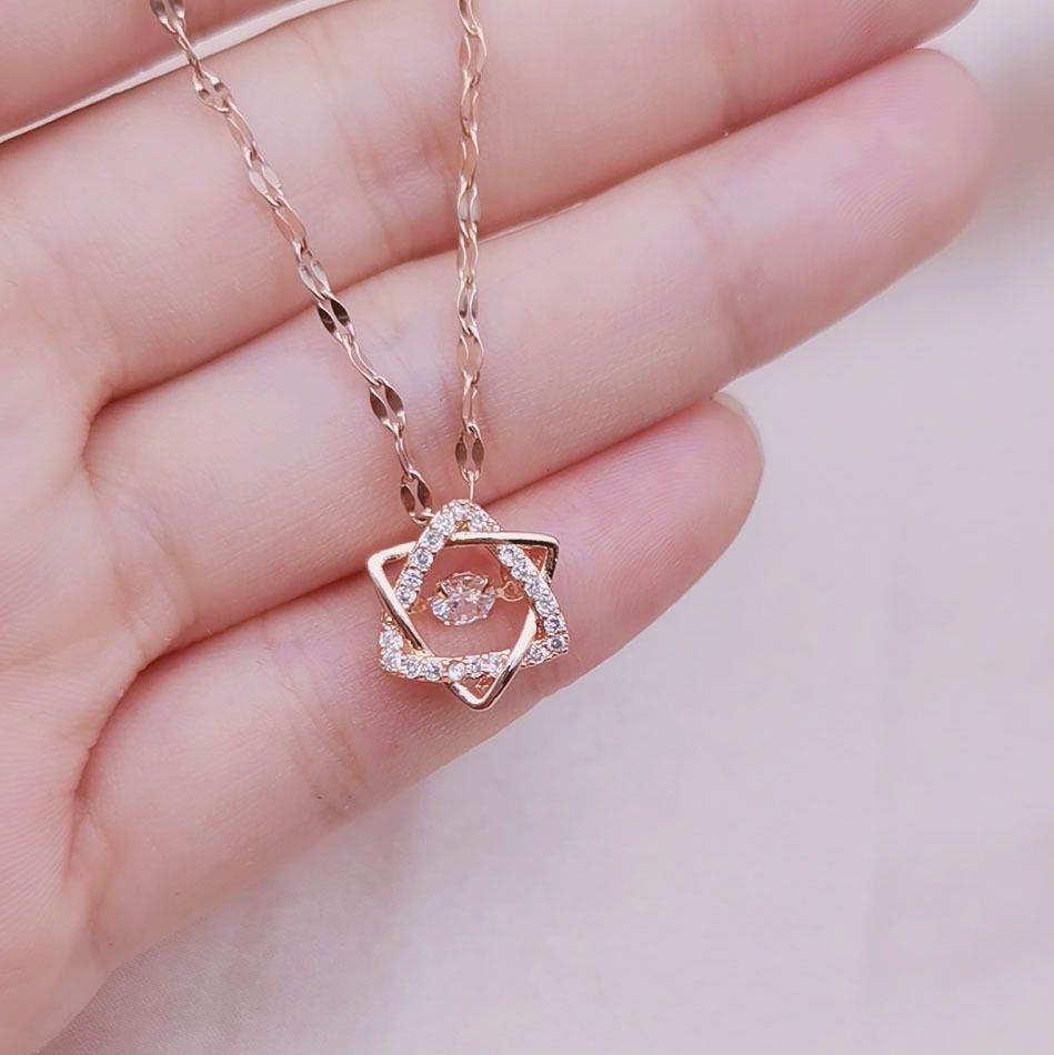 DANING DIAMOND STAR WITH ROSE GOLD CHAIN PENDAL