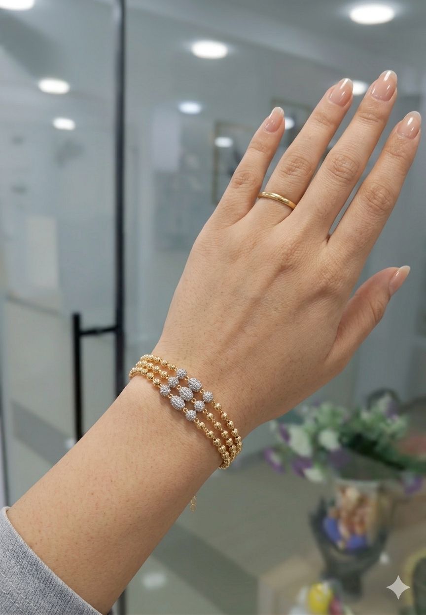 RODIUM SILVER HIGH GOLD 3 LINE BRESLET