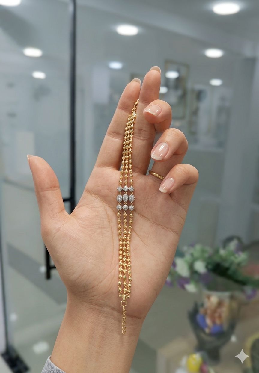 RODIUM SILVER HIGH GOLD 3 LINE BRESLET
