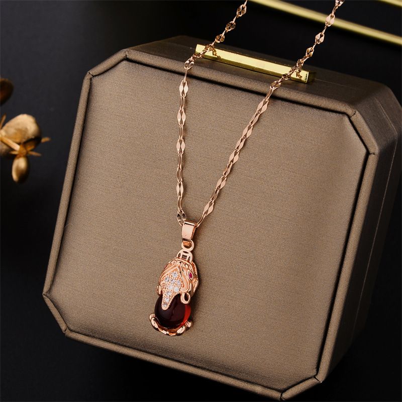 ZIRCON STUDDED NECKLACE LIGHTWEIGHT ADJUSTABLE ROSEGOLD PENDAL CHAIN