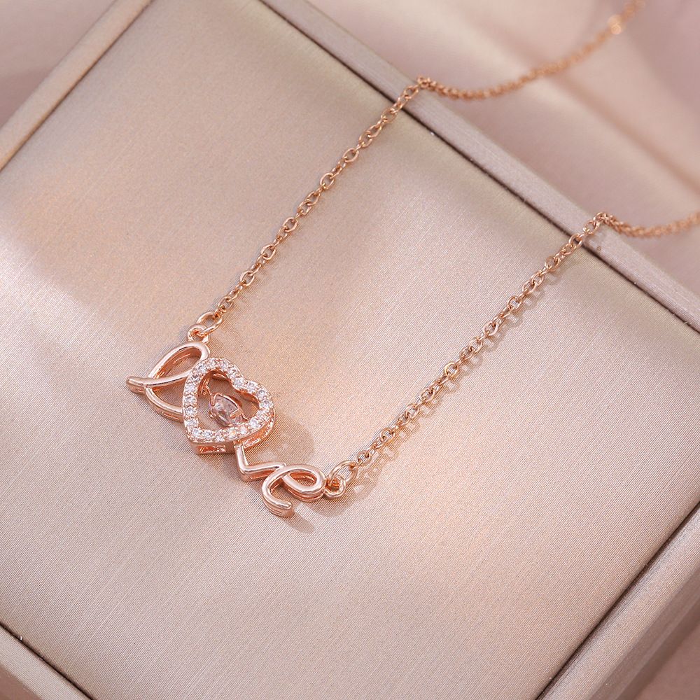 LOVE NECKLACE CHAIN FOR GIRLS AND WOMEN ROSE GOLD PENDAL