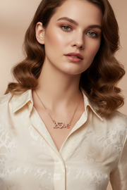 LOVE NECKLACE CHAIN FOR GIRLS AND WOMEN ROSE GOLD PENDAL