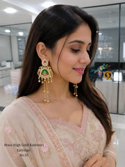 BRASS HIGH GOLD KASHMIRI EARRINGS