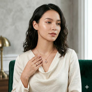 ADROUND AND BORDER HEART ROSE GOLD PENDAL  WITH CHAIN GOLD-PLATET STAINLESS STEEL PENDANT