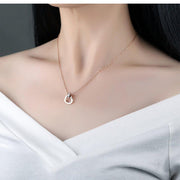 AD ROUND -ROSE GOLD STUDDED HEART PENDAL  WITH CHAIN