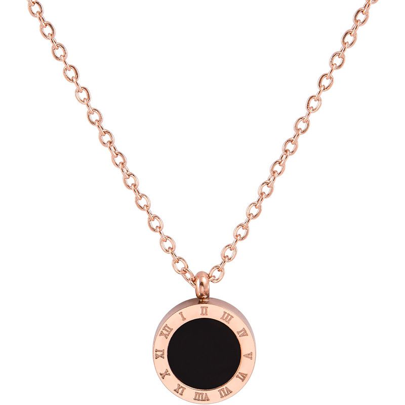 ROSE GOLD PENDAL  ROMAN NUMERALS DUAL SIDE CIRCULAR PENDAL