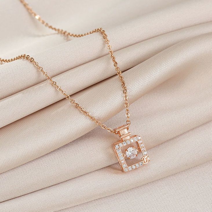 CHATARI CHAIN PERFUME BOTTLE ZI5RCONIA NECKLESS ROSE GOLD STAINLESS STEEL