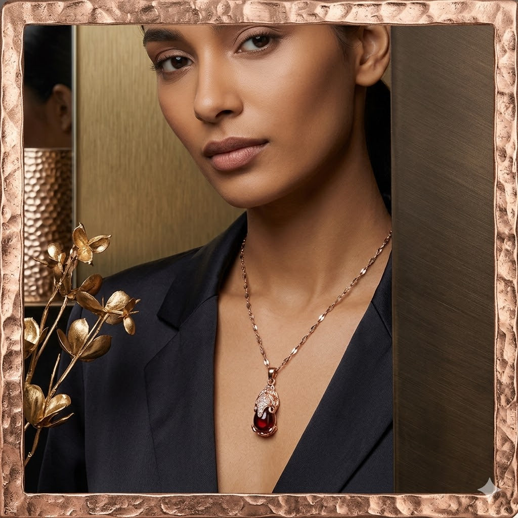 ZIRCON STUDDED NECKLACE LIGHTWEIGHT ADJUSTABLE ROSEGOLD PENDAL CHAIN