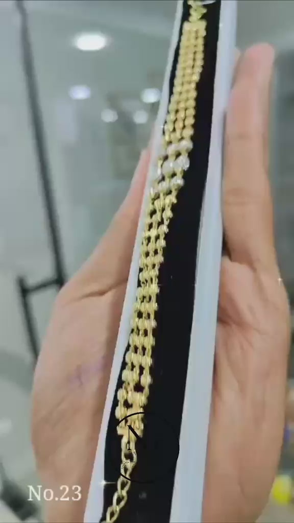 Load video: RODIUM SILVER HIGH GOLD 3 LINE BRESLET